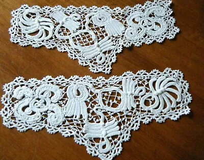  Antique Pair Cuffs  Irish Crochet 3D Lace Dainty Hand Made Work  #1 • $35.99