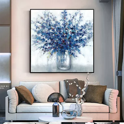 Abstract Bouquet Canvas Wall Art Colorful Flowers In Vase Artwork Hand Painted • $99