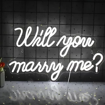 Will You Marry Me Neon Sign Marry Me Sign White Led Wedding Sign Neon Wedding • $49.99