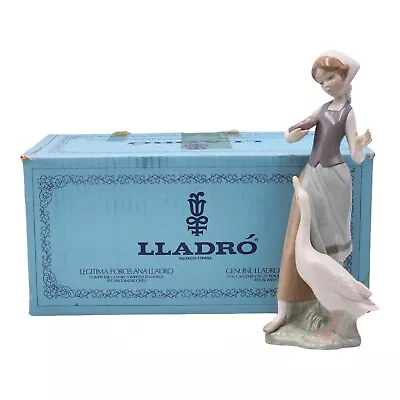 Lladro Figure Girl Feeding Goose Duck  # 1052 Retired With Box Valencia Spain • $75