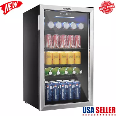 Beverage Refrigerator Cooler 126 Can Adjustable Mini Fridge Glass Door QUIET New • $251.99