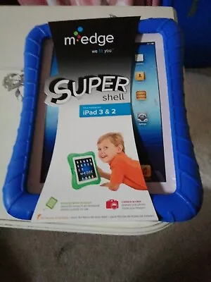 M Edge Child Proof Supershell Fits /Adapte IPad 3 & 2 Case Blue School Work Play • £2.99