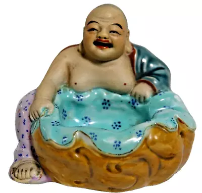 Charming Old Chinese Pottery Laughing Buddha Figure Rare L@@k • £1.24