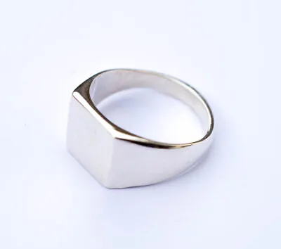 925 Sterling Silver Plain Signet Ring Square Cut Mens Ring Statement Ring Size • $16.14