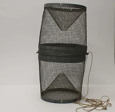 Vintage Galvanized Wire Mesh Metal Gee Minnow Trap Fishing Bait Rustic • $24.95