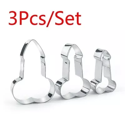 3pcs Stainless Steel Penis Cookie Cutter Mold Cake Decor 3D Fondant Mold • £9.99