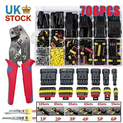  708Pcs Car Automotive Waterproof Electrical Wire Connector Plug 1-6 Pin Kit UK • £28.99