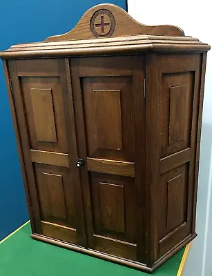 1920's Handcrafted Golden Oak Large Medicine Cupboard Free Standing Or Wall Hung • £165