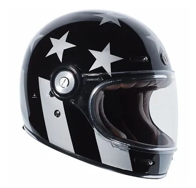 Torc T1 Capain Vegas Gloss Black Retro Full Face Motorcycle Bike Helmet Small • $265.99