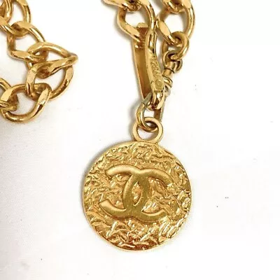 CHANEL Chain Belt Vintage Gold Plated Double Strand Round CC Logo Charm 1982 • £489.36