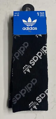 Brand New Adidas Black White Gray Crew Repeat Logo Forum Socks Shoe Size 6 To 12 • $5.97