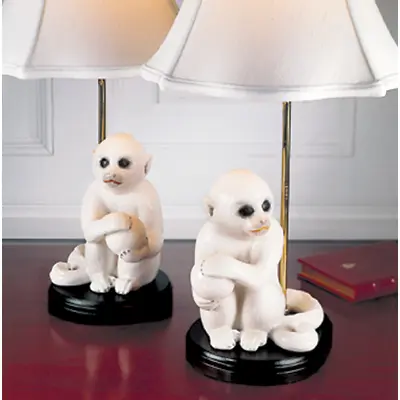 Mottahedeh Pair Of White Monkey Lamps With Black Shades Factory New • $449.99