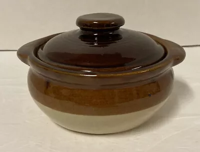 Monmouth Maple Leaf USA Maple City Pottery Brown Glaze Sugar Bowl With Lid • $14.95