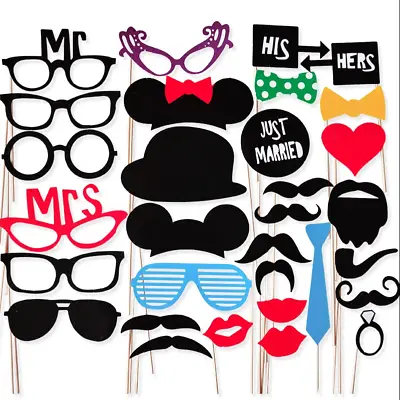 New 31pcs Party Masks Photo Booth Props Mustache On A Stick Wedding Party Favor • $14.99