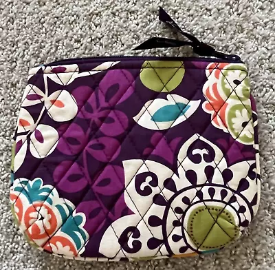Vera Bradley Plum Crazy Cosmetic Bag Coin Makeup Handbag Tote Travel Purple • $14