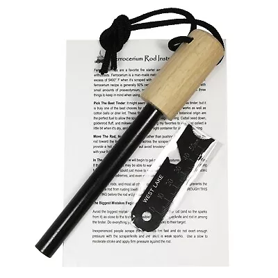 $8.99 • Buy Ferrocerium Rod 5  X 1/2  Fire Starter W/ Handle And Steel Scraper Flint Striker