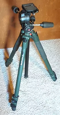 Manfrotto Classic Dark Green Aluminium Tripod 055XV/808RC4 Standard 3-Way Head • $229.95