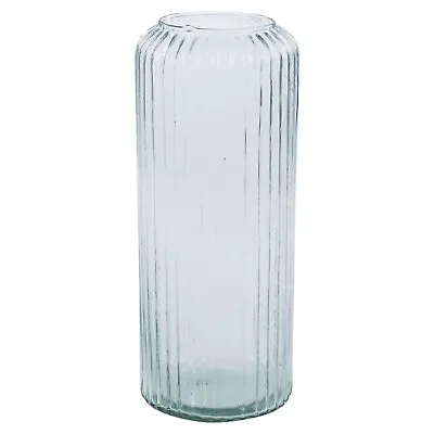 36cm Large Tall Decorative Glass Vase Flowers Arrangement Vertical Line Design • £11.99