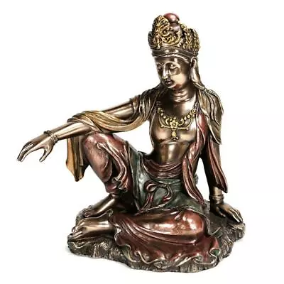 $59.95 • Buy KWAN YIN STATUE Royal Ease Buddhist Goddess HIGH QUALITY Buddha Quan Guan Bronze