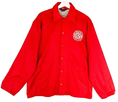 Pla Jac By Dunbrooke Vintage Windbreaker Jacket M Wichita Fire Department Red • $21.24