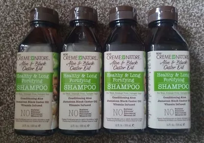 4 X Creme Of Nature Aloe & Black Castor Oil Healthy & Long Fortifying Shampoo • £24.99