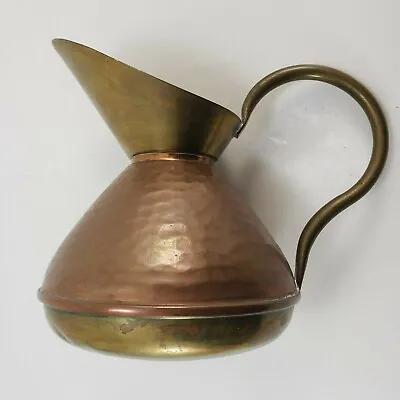 Montana Copper Hand Hammered Pitcher Vintage Tube Handle 4¼  X 5  High Very Nice • $22.77