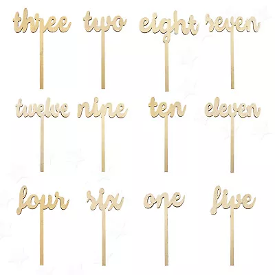 £9.18 • Buy 1-12 Wooden Table Numbers On Sticks Wedding Favors Banquet Vintage Rustic