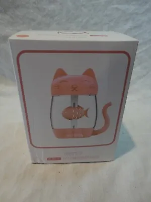 Kitty W/Fish 3 In 1 Pink Humidifier Night Light Mini Fan USB Cat NEW • $12.99