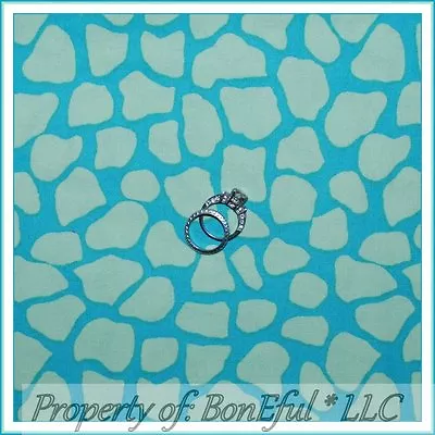 BonEful FABRIC Cotton Quilt Aqua Blue Giraffe Skin Print Boy Baby Nursery SCRAP • $0.49