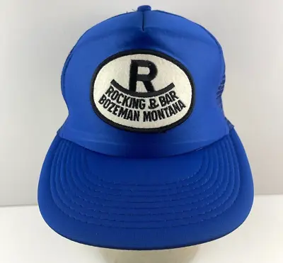 Vintage Blue Bozeman Montana Trucker Hat Cap Rocking R Bar Snapback • $19.99