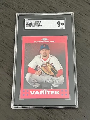 2007 Topps Chrome Jason Varitek Red Refractor /99 SGC 9 • $50