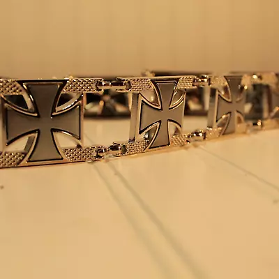 Leather Studded Belt Biker Moltise Cross XL NEW • $22