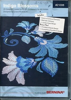 Bernina OESD Embroidery Designs CD -Indigo Blossoms-30 Designs - #21006 • $15