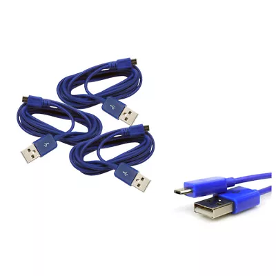 3x 6ft Micro Usb Data Sync Charger Cable Blue Droid Htc Evo One Nexus 7 Kindle • $5.10