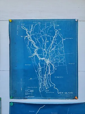 Vintage Town Of NEW MILFORD CT Highway Dept. Blueprint Map Poster 29  X 25  • $36.75