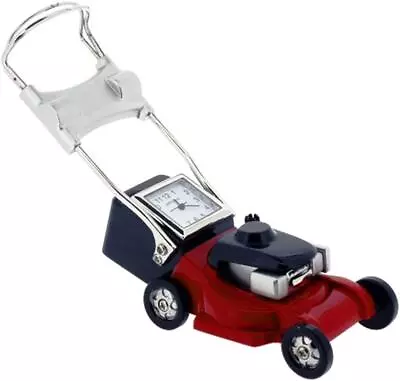 Miniature Clock Red/Silver Metal Grass Sweeper Solid Brass IMP1098R • £13.92