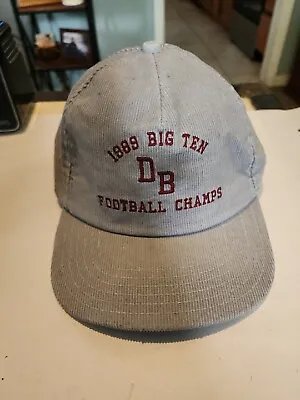 Rare Vintage: 1989 Big Ten Champions Football Snapback Hat Gray Corduroy • $77.77