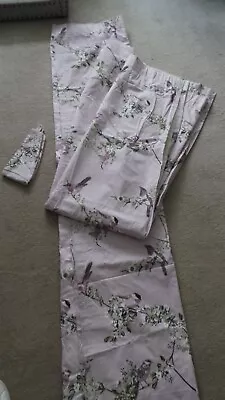 DUNELM LILAC BEAUTIFUL BIRDS BLACKOUT CURTAINS WITH TIE BACKS 168cm X 183 Cm  • £12.99