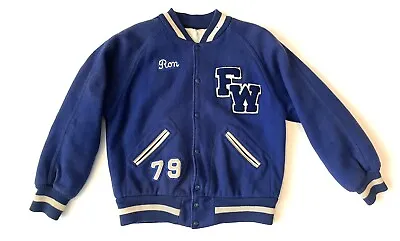 Vintage Blue Letterman Varsity Bomber Jacket FW Academia • $48