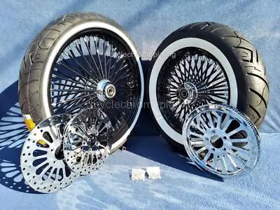 DNA Mammoth 52 Spoke Black Wheels 2 Rotors Pulley Tires Harley 08-21 Heritage • $2299
