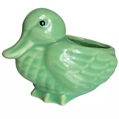Vintage Duck Planter Pottery Light Spring Green Mid Century Kitsch Cute Fowl  • $19.99