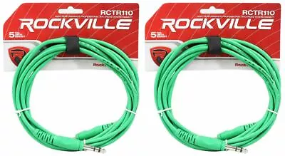 2 Rockville RCTR110G Green 10' 1/4'' TRS To 1/4'' TRS  Cable 100% Copper • $14.90