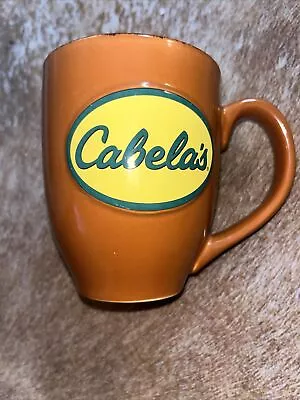 Colbalt Brown Exclusive Cabela's Coffee Cup Tea Mug Yellow Green Inside Writing • $17.99