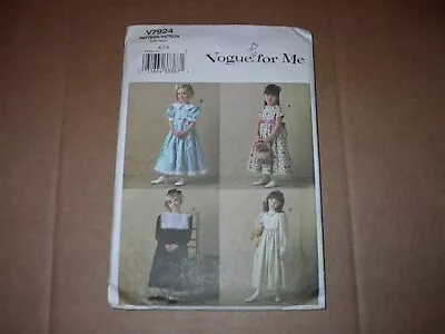 Vogue Pattern 7924 Girls' Above Ankle Dress With Fitted Bodice ~ Size 456  Unc • $4.75