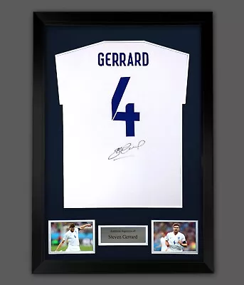 £112.49 • Buy Steven Gerrard Signed White  No 4 Player T- Shirt In A Framed Display