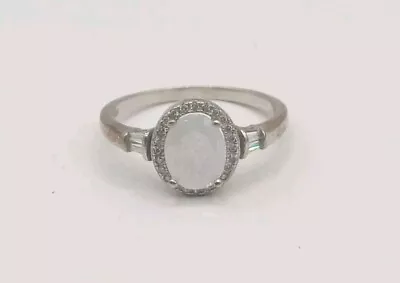 Elegant Vintage  925 Silver Moonstone & CZ Ring - Sz T • £23.99