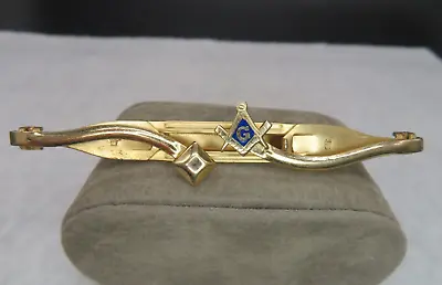 Vintage Anson Gold Tone Masonic Freemason Foldout Tie Bar Clip • $19.95