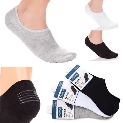 Womens Invisible Socks Silicone Inset Classic Footsies Cotton Rich CW5117 • £8.99