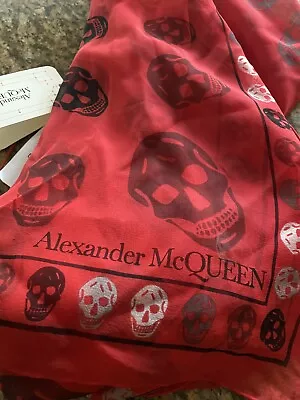 Alexander McQueen NWT Red Skull Scarf • $125