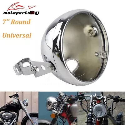 Chrome 7inch Motorcycle LED Headlight Mounting Housing Bucket Shell W/ Bracket • $45.99